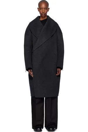 Helmut Lang Gray Double-Faced Apex Cocoon Coat