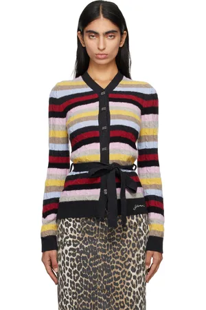 Ganni Multicolor Stripe Belt Cardigan