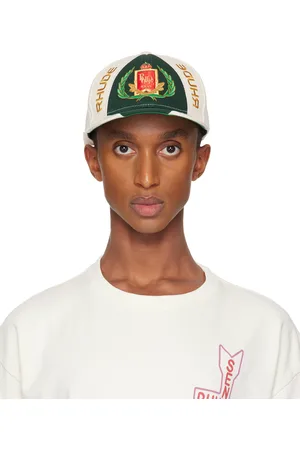 Rhude Off-White & Green Racing Crest 6-Panel Cap