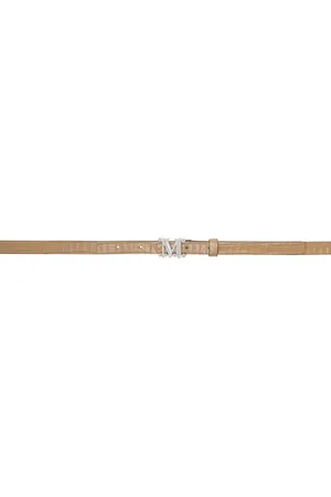 Max Mara Tan Crocodile-Print Leather Monogram Belt