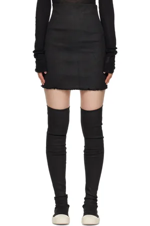 Rick Owens Black Porterville Dirt Denim Miniskirt