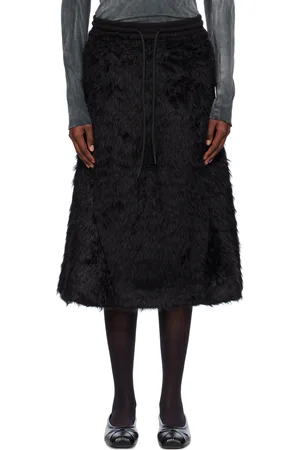 OPEN YY Shaggy Track Faux-Fur Midi Skirt