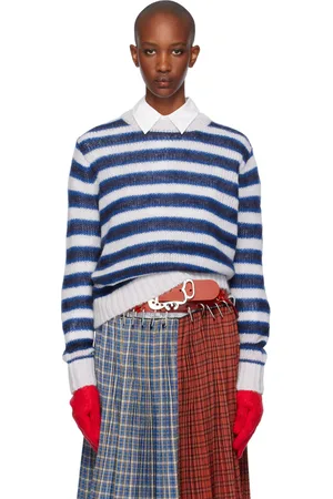 Charles Jeffrey Loverboy Blue & White Mohair Gloves Sweater