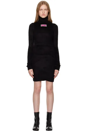 Maison Margiela Black Furry Jersey Minidress
