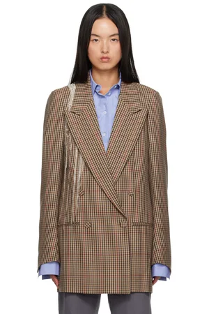 DRIES VAN NOTEN Beige Checked Blazer