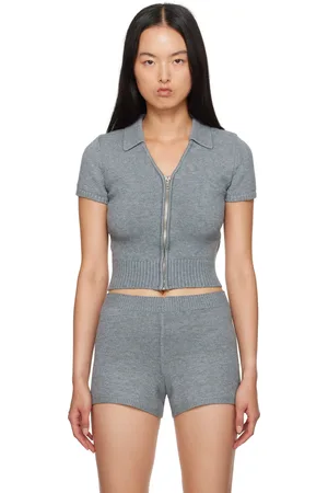 DANIELLE GUIZIO Gray Calesia Zip Up Top