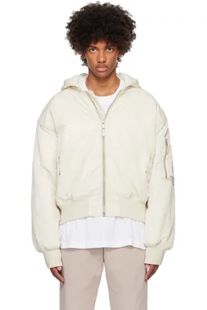 Entire Studios Off-White Hooded Broad Bomber Jacket