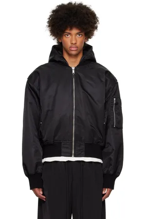 Entire Studios Black Hooded Broad Bomber Jacket