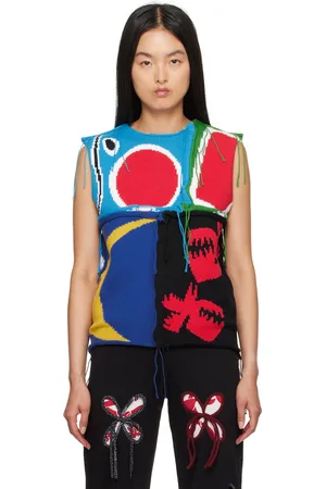 Charles Jeffrey Loverboy Multicolor Patch Cable Knit Vest