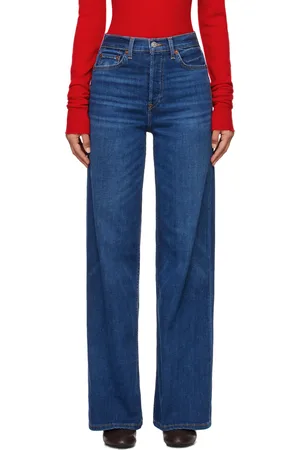 RE/DONE Indigo Comfort Stretch 70s Ultra High Rise Wide Leg Jeans