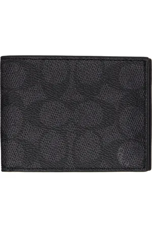Coach Black & Gray Slim Bifold Signature Canvas Wallet