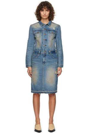 We11 Done Washed Denim Midi Dress
