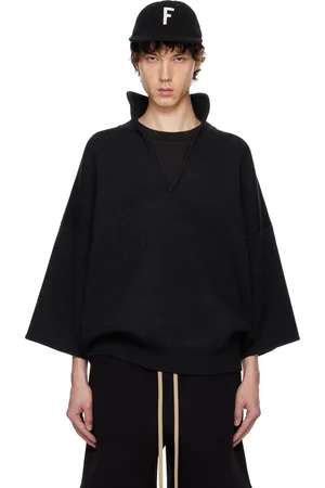 FEAR OF GOD Black Merino Short Sleeve Polo