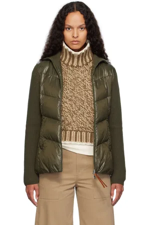 Moncler Khaki Padded Wool Zip-Up Down Cardigan