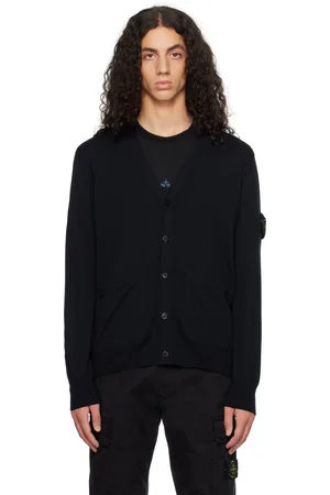 Stone Island Navy Logo Patch Cardigan