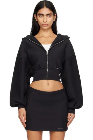 Alexander Wang Black Cropped Zip Hoodie