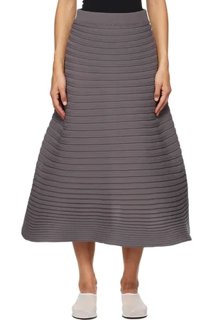 PLEATS PLEASE ISSEY MIYAKE Gray Bounce Knit Midi Skirt
