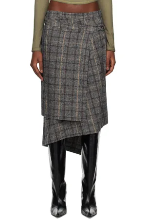 R13 Gray Wrap Midi Skirt