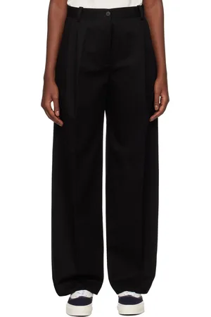 Maison Kitsuné Black Double Pleated Trousers