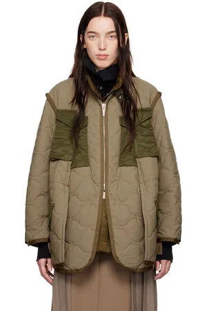 SACAI Khaki Rip Stop Quilted Coat