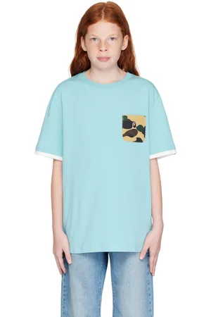 BAPE Kids Blue 1st Camo Pocket College T-shirt