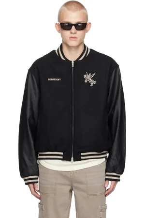 Represent Black Mascot Wool Varsity Bomber Jacket