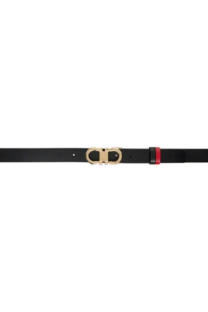 Salvatore Ferragamo Black & Red Adjustable Gancini Reversible Belt
