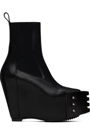 Rick Owens Black Porterville Grilled Wedge Beatle Chelsea Boots