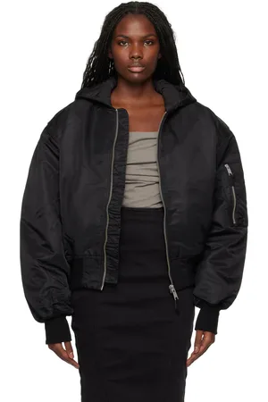 Entire Studios Black Hooded Broad Bomber Jacket