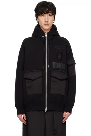 SACAI Black Spiewak & Gonz Edition Multi Patch Cotton Jersey Hoodie