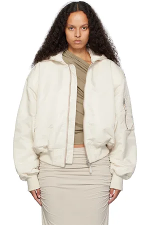 Entire Studios Off-White Hooded Broad Bomber Jacket