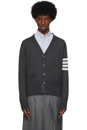 Thom Browne Gray Wool Classic V-Neck Cardigan