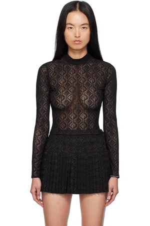 Marine Serre Black Moon Diamond Mesh Second Skin Top