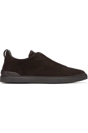Ermenegildo Zegna Brown Suede Triple Stitch Sneakers