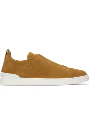 Ermenegildo Zegna Tan Suede Triple Stitch Sneakers