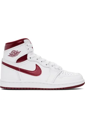 Nike White & Burgundy Air Jordan 1 High 