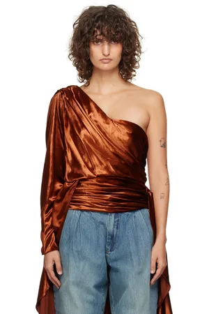 ZIMMERMANN Orange Illustration Asymmetric Blouse