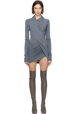 Rick Owens Gray Porterville Magnetic LS Minidress