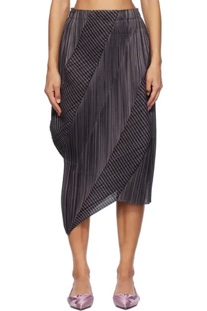PLEATS PLEASE ISSEY MIYAKE Gray Cosmic Rays Midi Skirt
