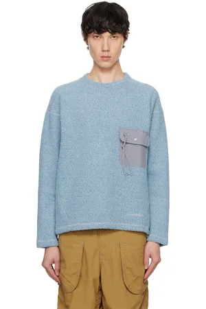 and wander Blue Re Wool JQ Crewneck Sweater