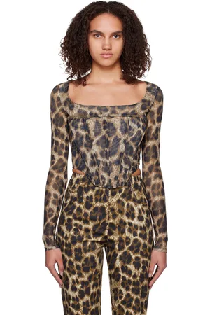 Miaou Brown Leopard Maude Long Sleeve Corset