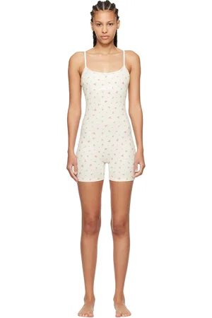 SKIMS White Soft Lounge Lace Scoop Onesie Romper