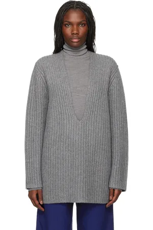 Leset Gray Emma Deep V Sweater