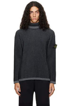 Stone Island Gray Ribbed Rollneck Knit Turtleneck