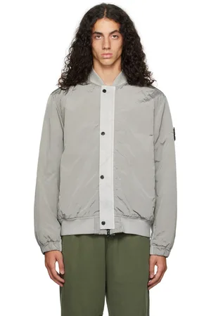 Stone Island Gray Nylon Metal Bomber Jacket