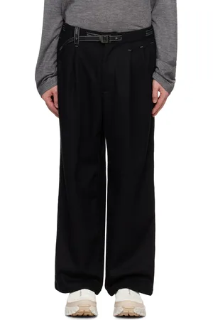 and wander Black Rewool Tweed Wide Trousers