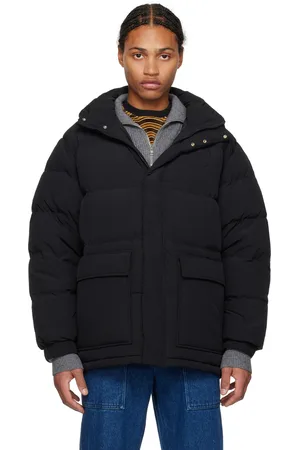 Maison Kitsuné Black Hooded Down Puffer Coat