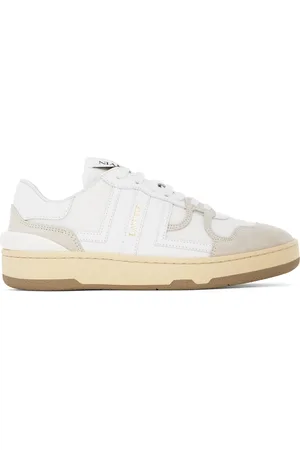 Lanvin White & Gray Clay Low Top Sneakers