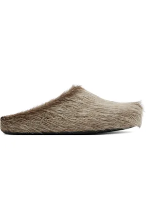 Marni Beige Long Hair Calfskin Fussbett Sabot Loafers