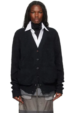 Maison Margiela Black Oversized Piled Cardigan